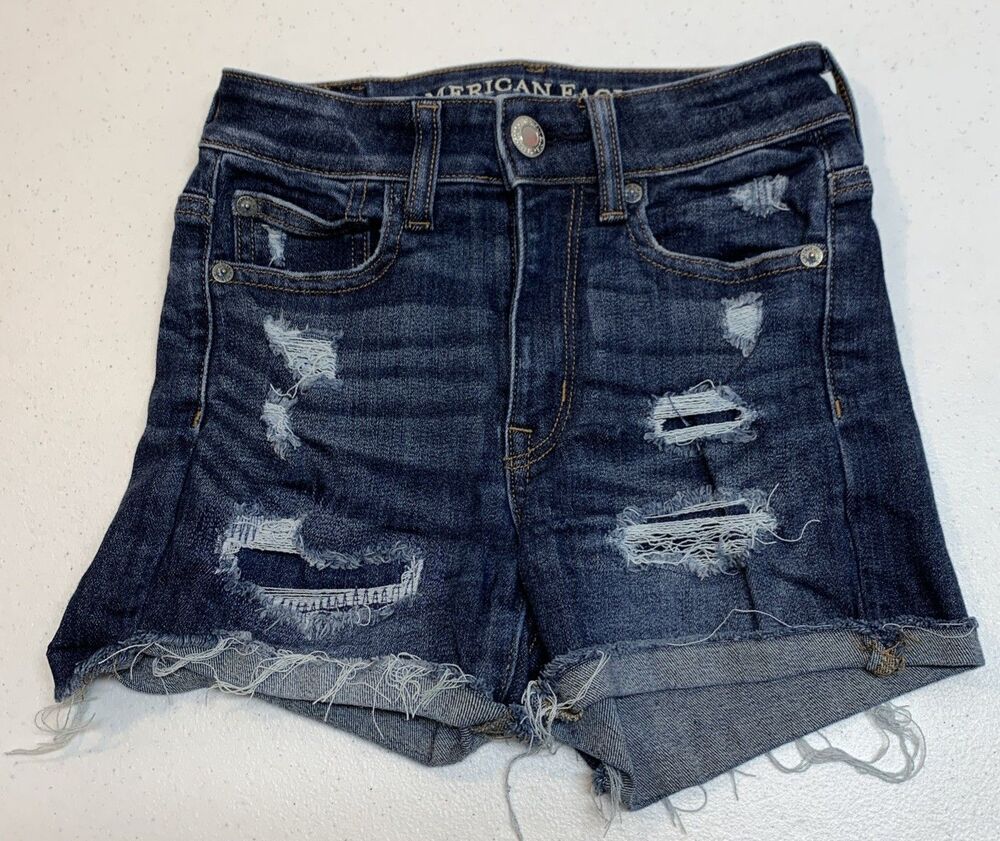 American Eagle Distressed High Rise Shortie Shorts Women’s 00 Festival